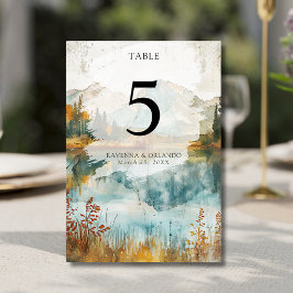 Herbstliche Vintage-Hochzeit am Bergsee Tischnummer
