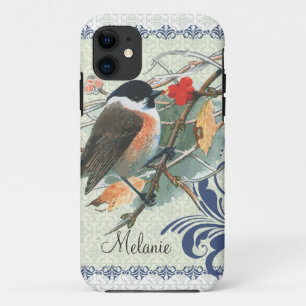 Herbstliche Vintage süße Vogel auf einem Ast sitze Case-Mate iPhone Hülle