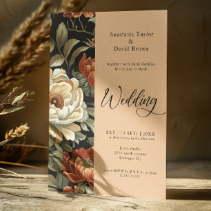 Herbstliche Vintage-Ton-Blumen-Hochzeitseinladung Einladung