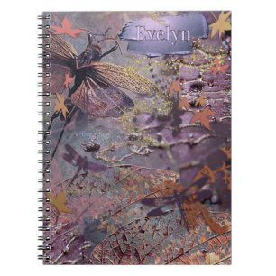Herbstliche Violette Fantasie-Collage Notizblock