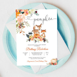 Herbstliche Wald-Pumpkin-Baby-Party-Einladung Einladung