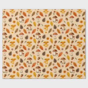 Herbstliche Waldpilze & Kiefernzapfen Herbstverpac Geschenkpapier