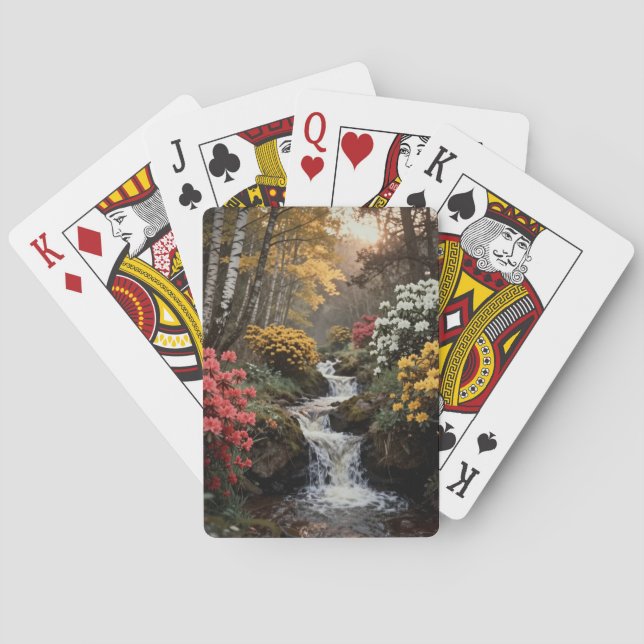 Herbstliche Waldstromlandschaft Spielkarten (Rückseite)