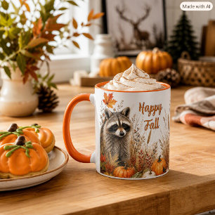 Herbstliche Waschbärenfamilie Glücklicher Herbst Tasse