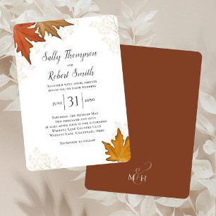 Herbstliche Wasserfarben-Blätter Hochzeit nach Maß Einladung
