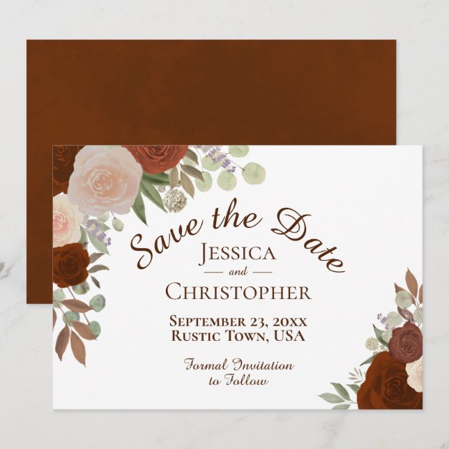 Herbstliche Wasserfarben Einfache Hochzeit Save The Date (Vorne/Hinten)