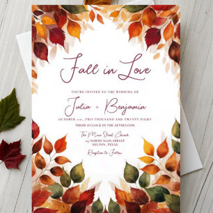 Herbstliche Wasserfarben fallen bei Hochzeiten in Einladung