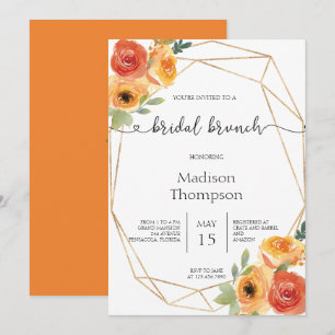 Herbstliche Watercolor Bridal Brunch Einladung