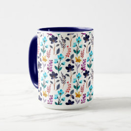 Herbstliche Wildblume Blau und Lila Zwei-Tonen Tasse