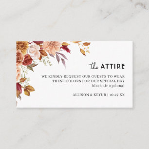 Herbstliche Wildblume Hochzeitskleidung Code Begleitkarte