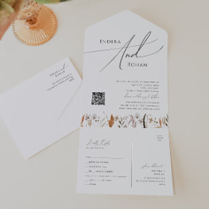 Herbstliche Wildblume   Lässiges QR-Code-Siegel un All In One Einladung