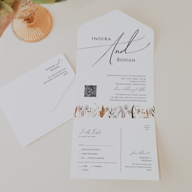 Herbstliche Wildblume | Lässiges QR-Code-Siegel un All In One Einladung (Von Creator hochgeladen)