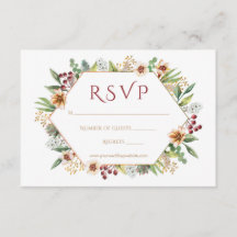 Herbstliche Wildblume Wasserfarbenhochzeit Rot