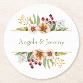 Herbstliche Wildblume Wasserfarbenprägung Runder Pappuntersetzer