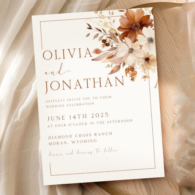 Herbstliche Wildblume Wedding Fall Floral Wedding  Einladung (Von Creator hochgeladen)