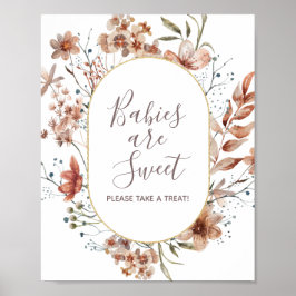 Herbstliche Wildblumen Babys sind süß Poster