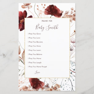 Herbstliche Wildblumen Gebete für Baby-Zeichen