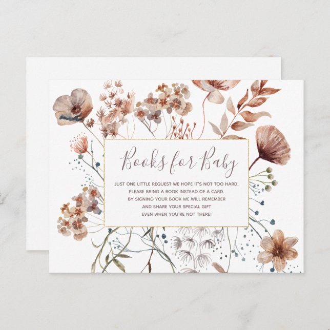 Herbstliche Wildblumen Kinderbücher Einladungspostkarte (Vorne/Hinten)