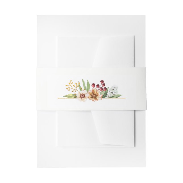 Herbstliche Wildblumen Wasserfarbenhochzeit Einladungsbanderole (Vorderseite Beispiel)