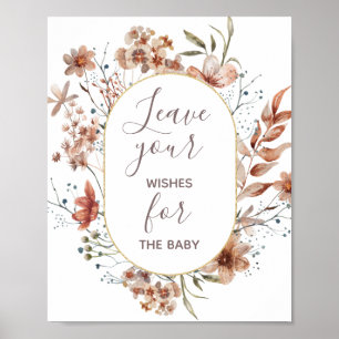 Herbstliche Wildblumen wollen Baby-Zeichen Poster