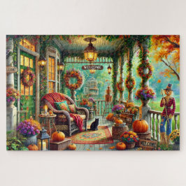 Herbstliche Willkommens-Victorian-Veranda-Rückzug Puzzle