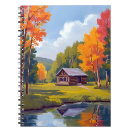 Herbstliche Wohnstätte Seeufer Cottage Notizblock