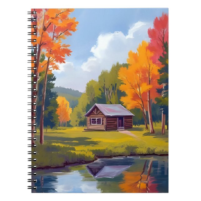 Herbstliche Wohnstätte Seeufer Cottage Notizblock (Vorderseite)