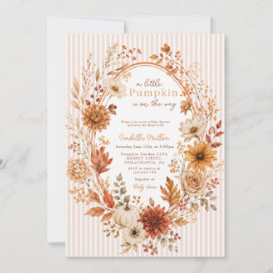 Herbstlicher Blumenkranz Kleiner Kürbis Baby Showe Einladung