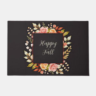 Herbstlicher Blumenrahmen mit anpassbarem Text Fußmatte