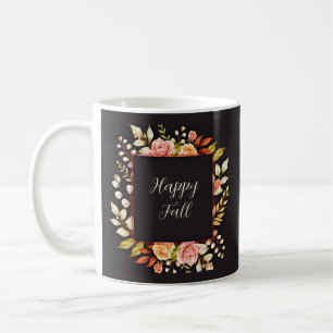 Herbstlicher Blumenrahmen mit anpassbarem Text Kaffeetasse