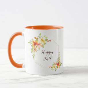 Herbstlicher Blumenrahmen mit anpassbarem Text Tasse