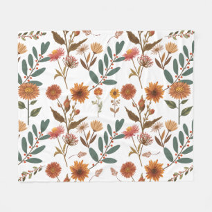 Herbstlicher Blütenflor Fleecedecke