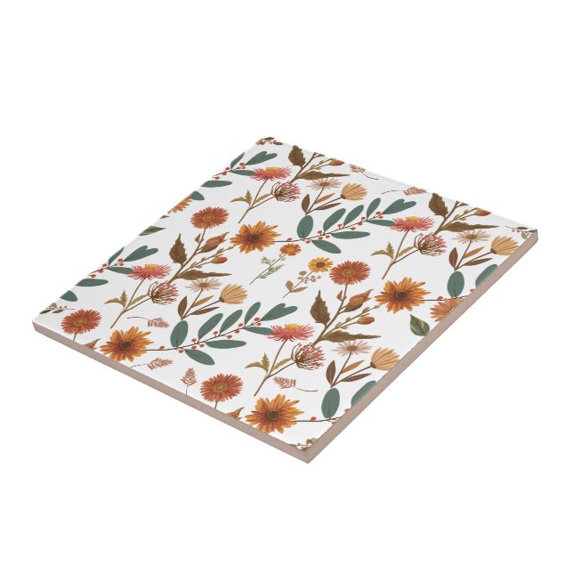 Herbstlicher Blütenflor Fliese (Seite)