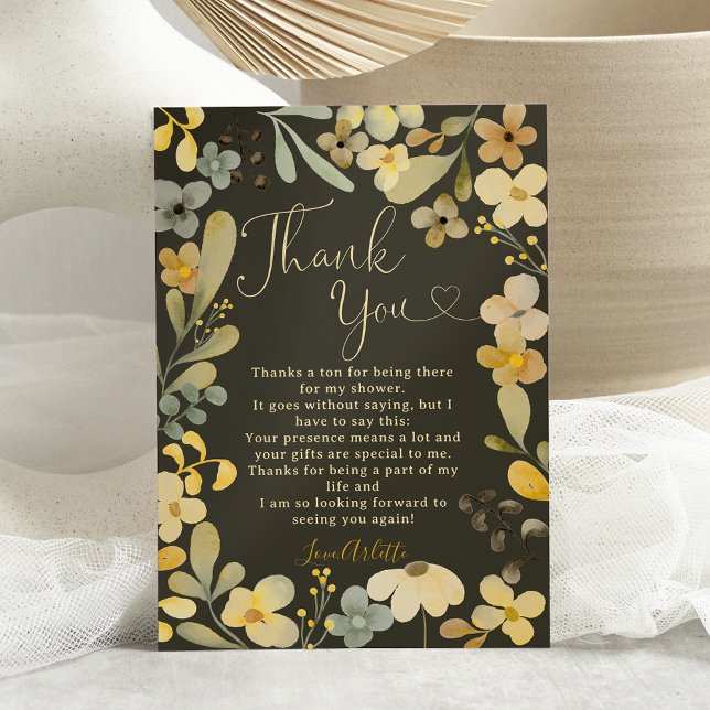 Herbstlicher Chic-Brautparty in der Liebe Dankeskarte (Fall in love boho floral autumn chic bridal shower thank you card)