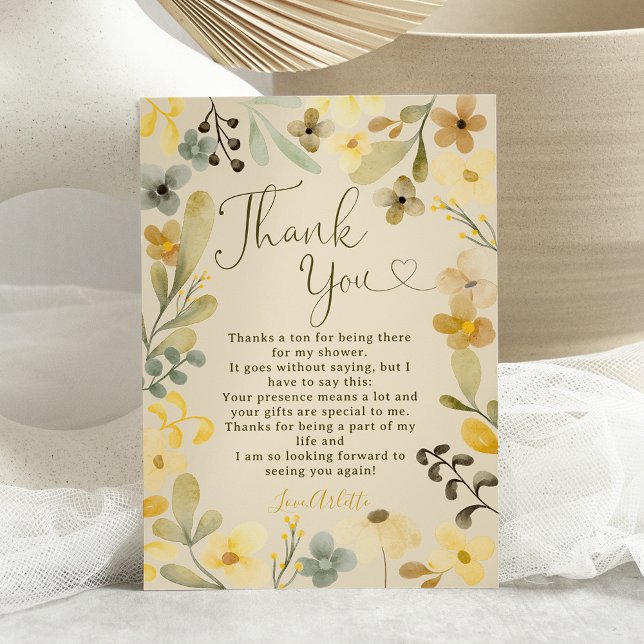 Herbstlicher Chic-Brautparty in der Liebe Dankeskarte (Fall in love boho floral autumn chic bridal shower thank you card)