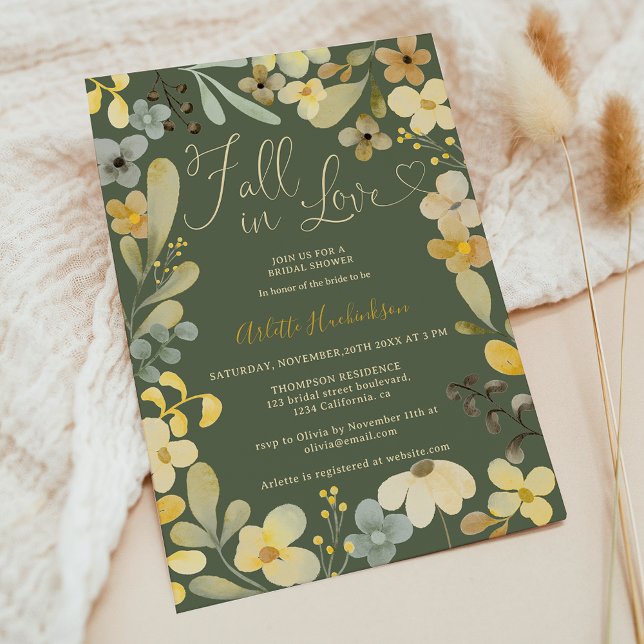 Herbstlicher Chic-Brautparty in der Liebe Einladung (Fall in love boho floral autumn chic bridal shower invitation)