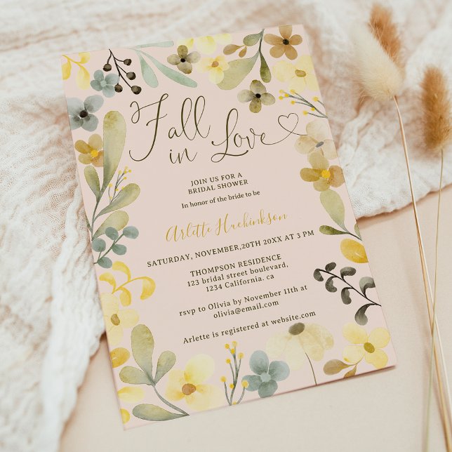 Herbstlicher Chic-Brautparty in der Liebe Einladung (Fall in love boho floral autumn chic bridal shower invitation)