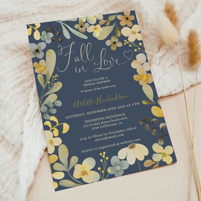 Herbstlicher Chic-Brautparty in der Liebe Einladung (Fall in love boho floral autumn chic bridal shower invitation)