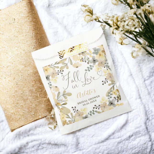 Herbstlicher Chic-Brautparty in der Liebe Geschenktütchen (Fall in love boho floral autumn chic bridal shower favor bag)