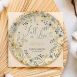 Herbstlicher Chic-Brautparty in der Liebe Pappteller<br><div class="desc">Herbstliche Liebe boho florale Brautparty Papiertüte mit hübschen grün,  gelb,  Senf und khaki Blume Rahmen mit Blattwerk und Eukalyptus auf beige Elfenbein. Ein boho inspiriert Herbst Brautparty Thema mit einer modernen Herz-Drehbuch Typografie.</div>