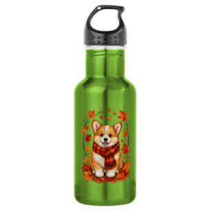 Herbstlicher Corgi-Hund Kuschelig Edelstahlflasche