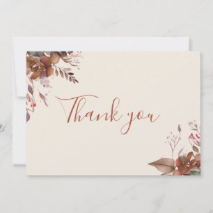 Herbstlicher Floraler Eleganter Schriftzug Dankeskarte