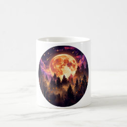 Herbstlicher Goldener Mond Wald Kaffeebecher Kaffeetasse