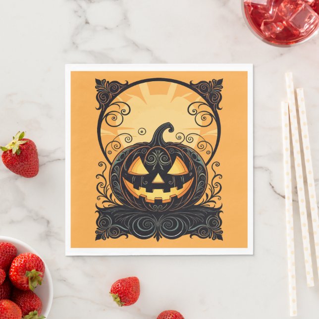 Herbstlicher Gothic-Jack-O-Lantern Serviette (Beispiel)