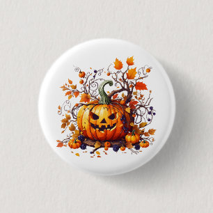 herbstlicher Halloween lustiger Kürbis Button