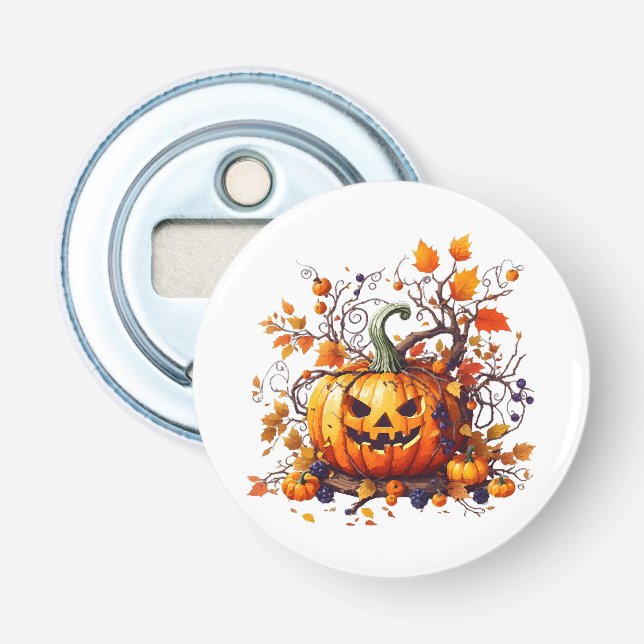 herbstlicher Halloween lustiger Kürbis Flaschenöffner (Vorderseite)