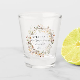 Herbstlicher Kranz Maid of Honor Florale Hochzeit Schnapsglas