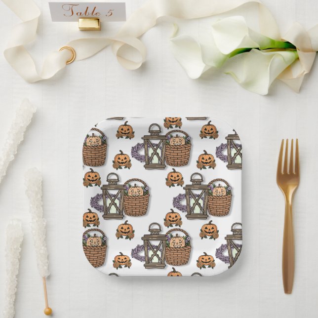 Herbstlicher Kürbiszauber Pappteller (Hochzeit)