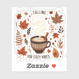 Herbstlicher Niedlicher Kaffee & Herbst für gemütl Aufkleber