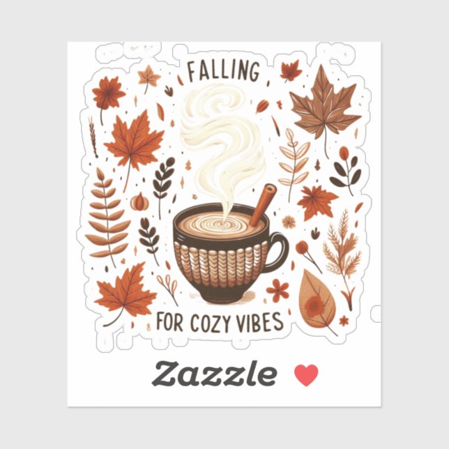 Herbstlicher Niedlicher Kaffee & Herbst für gemütl Aufkleber (Blatt)